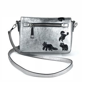 Marc Jacobs Silver Gotham Flocked Crossbody